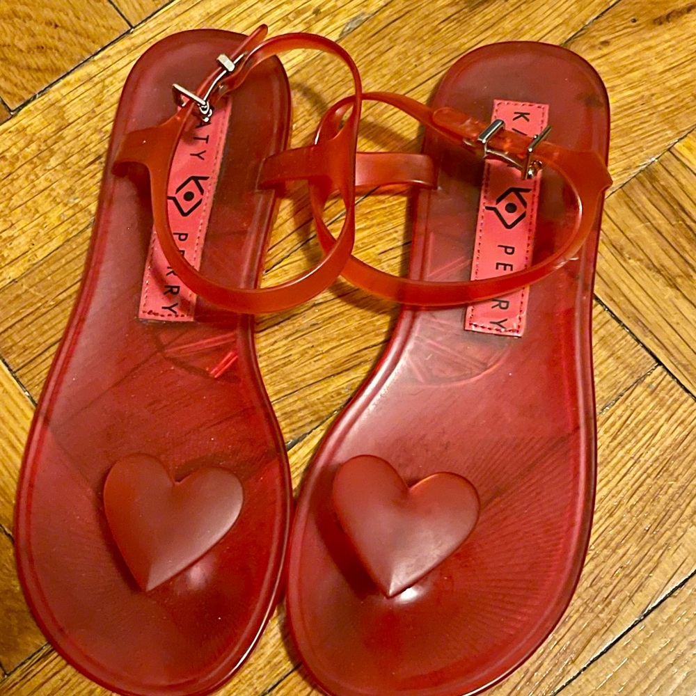 Katy Perry Red Heart Jelly Sandals